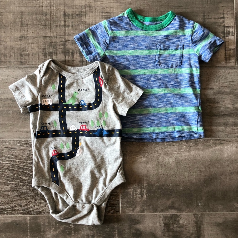 Baby Gap | Stripe Pocket Tee & Car Bodysuit 18-24m